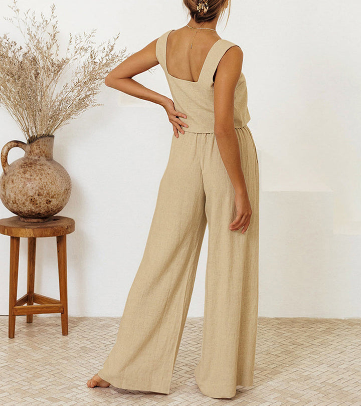Mila - Sleek Top and Flowing Pants Ensemble