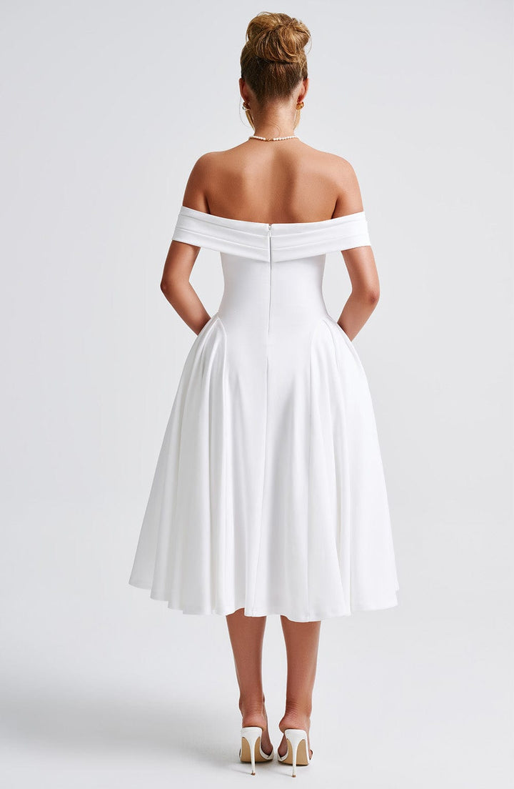 Talia | Off-Shoulder Pleated Midi Dress